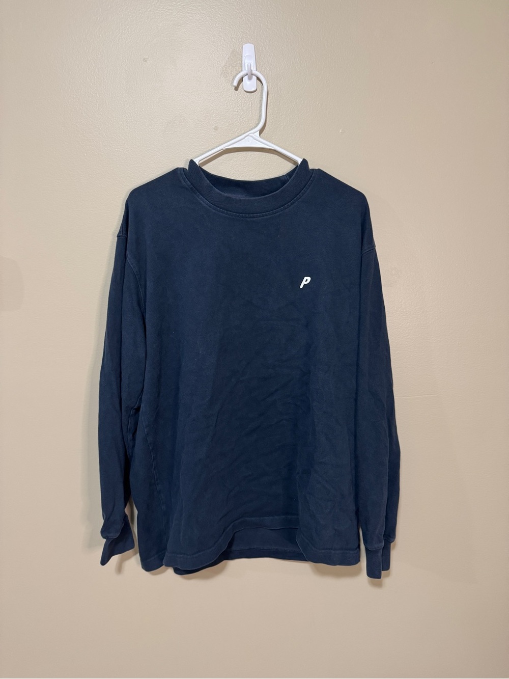 PALACE Dark Blue Crewneck with White Logo Tag